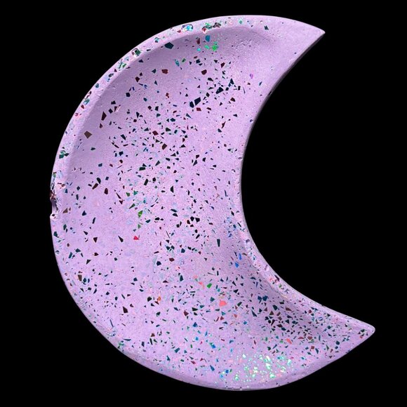 Purple Eco Resin Half Moon Trinket Dish | Ring Dish | Jewelry Dish - Picture 1 of 2